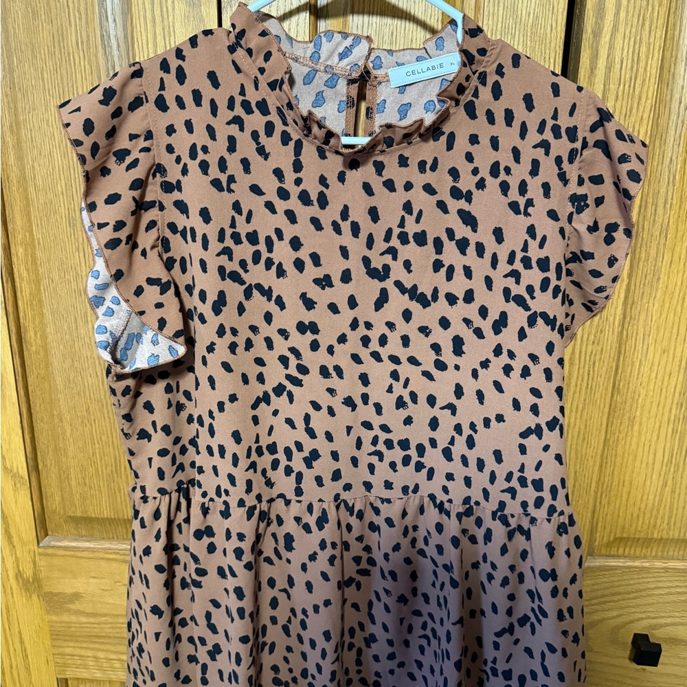 Cellini Women's Brown and Black Leopard Print Blouse